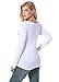 EXLURA V-Neck Cotton Blend Tee Shirt Tunic Top with Long Sleeve - L White