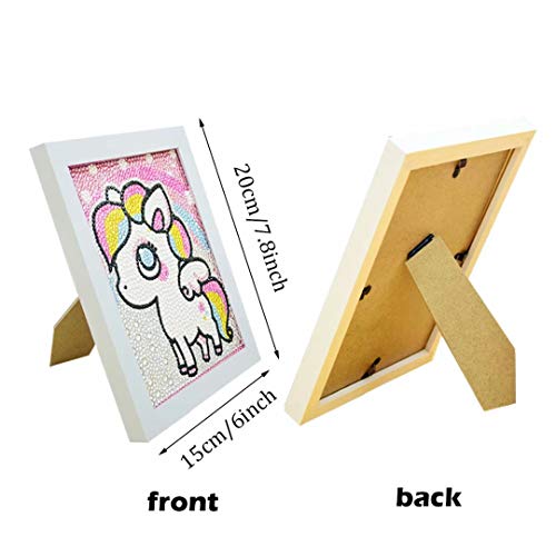QIAONIUNIU Diamond Painting Kits for Kids, Dot Art Crafts Animals Unicorn Pony with Frame