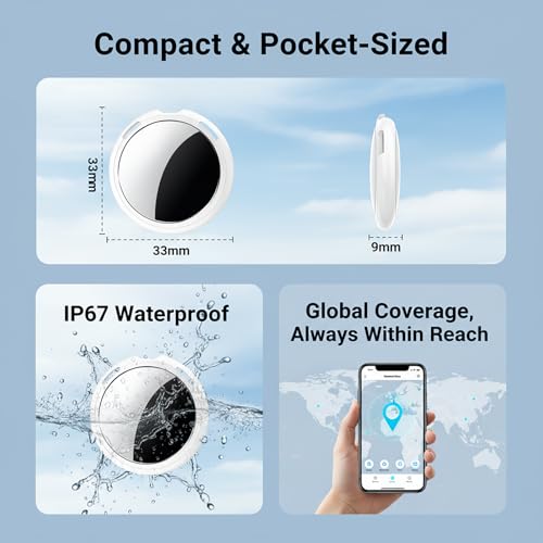 2 Pack Tracker Tags Finder Apple Find My MFi Certified Waterproof iOS Only | Bluetooth Air Smart Tags Item Finder Locator Worldwide Tracking for Key Pets Wallet Backpack Dogs Luggage Replaceable Battery