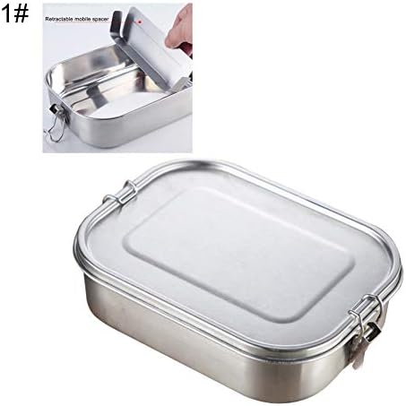 JYS365 1400ML Large Stainless Steel Rectangle Seal Food Container Student Bento Lunch Box with Separator Plate