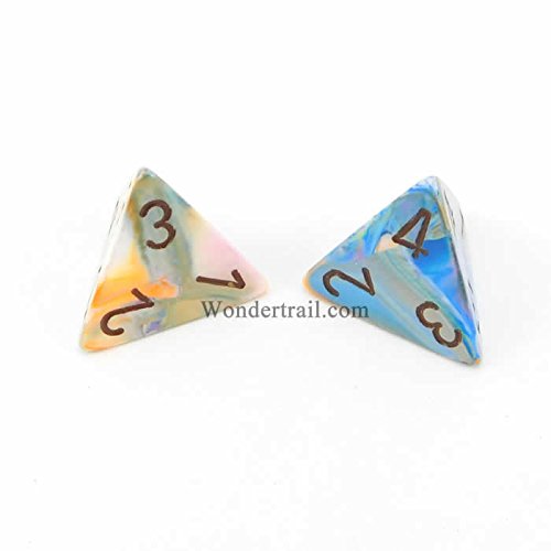 WCXPF0461E2 Vibrant Festive D4 Dice 2pc Brown Numbers Aprox 16mm