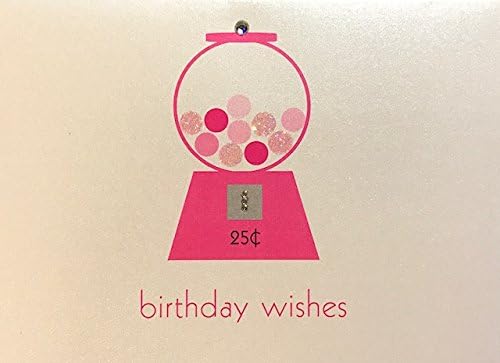 Just Because Swarovski Crystals Embellished Greeting Cards For All Occasions (Pink Gumball Machine Birthday Wishes Card)