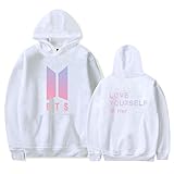 THSGRT BTS Hoodie Sweater V Rap-monster Suga Jin Jimin J-hope Jung Kook Love Yourself Jacket Pullover (L, White)
