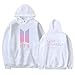 THSGRT BTS Hoodie Sweater V Rap-monster Suga Jin Jimin J-hope Jung Kook Love Yourself Jacket Pullover (L, White)