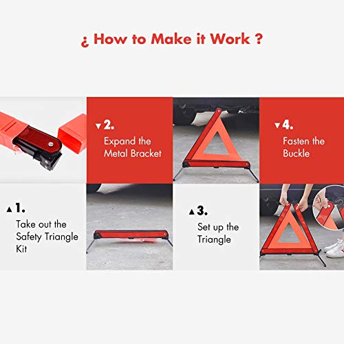 MYSIBKER Triangle Emergency Warning, Triangle Reflector Safety Triangle Car Emergency Roadside Kit 1 Pack