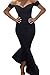 Astylish Womens Evening Dress Off Shoulder Flouncing Mermaid Formal Prom Gowns Large Navy