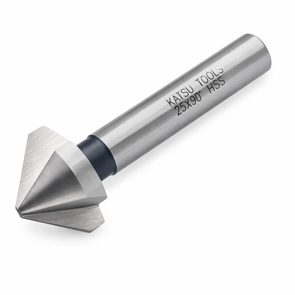 Countersink Drill Bit, KATSU HSS 6542 Countersink Drill Bit 90 Degrees 25mm 3 Flute Chamfer Cutter Drill Bit for Wood Steel Metal Machine Tools, Positioning Drill Mill Cutter 12740615