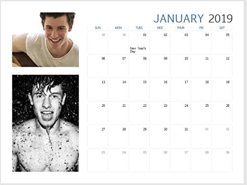Shawn Mendes 2019 Unofficial Calendar, Month to View