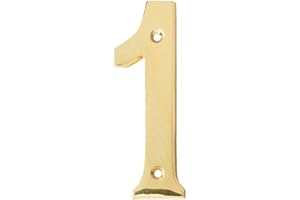 A10SHOP Motif 4-Inch Solid Brass Lacquered Polished Outdoor Decor Mailbox Numbers House Numbers for Outside House Numbers Address Sign for Door (Number 1)