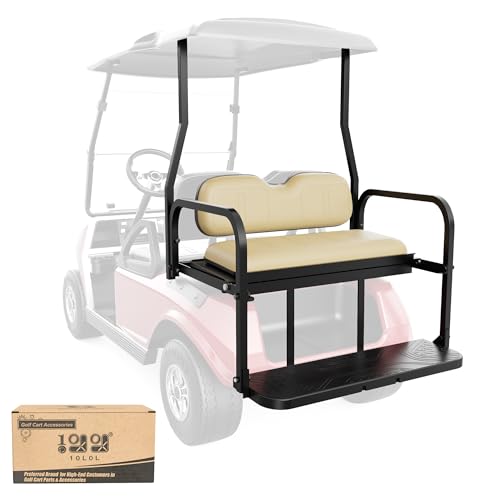 Photo 1 of 10L0L Golf Cart Rear Flip Seat for Club Car DS, Heavy-Duty Alloy Steel & PE Construction, No-Drill Installation Universal Fit All Years, Non-Slip Pedals & Padded Backrest