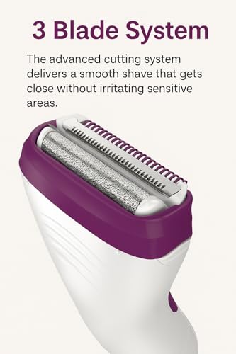 Remington Smooth & Silky Electric Shaver for Women, 3-Blade Battery Operated Foil Shaver and Bikini Trimmer, Shave Wet or Dry