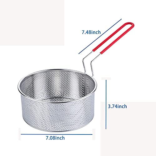 Deep Fry Basket for Pot—Stainless Steel French Frying Baskets Round Fryer Strainer with Handle 7