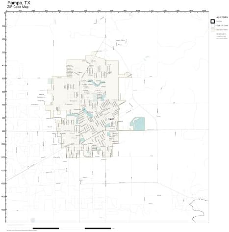 ZIP Code Wall Map of Pampa, TX ZIP Code Map Not Laminated