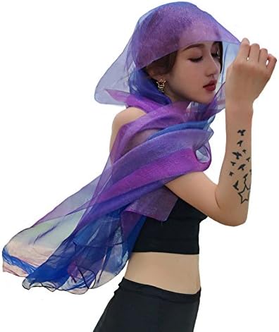 Women's Silk Scarf Luxury Gradient Colors Shawl Wraps --- Sun Protection, Beach Towels (Purple)