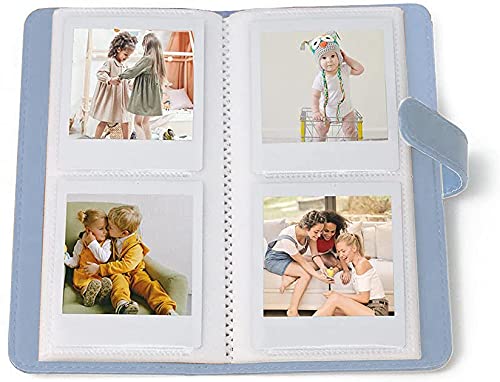 Berfea Mini Photo Album for Fujifilm Instax Square SQ6, 80 Pockets Premium PU Leather Film Wallet, Compatible with Instax Square SQ1/SQ10/SQ20/SQ6, SHARE SP-3 Printer, Blue