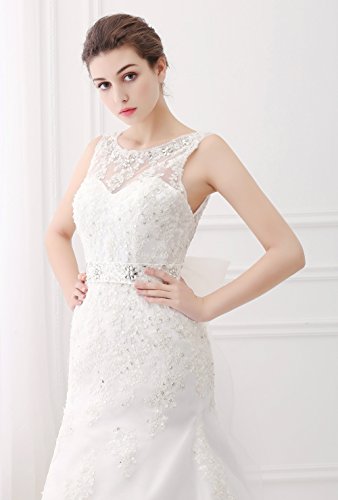 ScelleBridal Latest Sleeveless Lace Appliques Mermaid Bridal Dress Wedding Gown Ivory 2