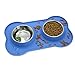 VIVAGLORY Dog Bowls, Dog Food Bowls, Stainless Steel Cat Puppy Water Bowls with Non Spill Skid Resistant Silicone Mat, Small, Blue