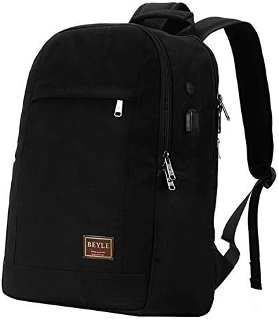 Laptop Backpack, Business Computer Bag Waterproof Travel Backpack College School Backpack for Men Women with USB Charging Port Fits 17 inch Laptop & Notebook Large Capacity Backpacks by beyle (Black)