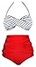 Angerella Retro 50s Stripe Swimsuits High Waisted Bathing Suits(BKI033-R1-2XL), Red(Stripe), US 10-12=Tag Size 2XL