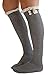 Modern Boho The Original Button Boot Socks with Lace Trim Boutique Socks Dark Grey