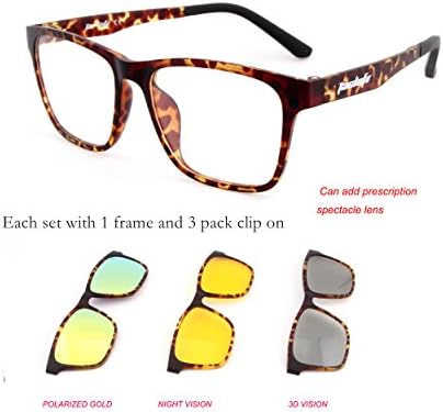 Tacloft Magnetic Clip On Revo Polarized Glasses Night Vision Driving Sunglasses 3D Vision Glasses 4 in 1