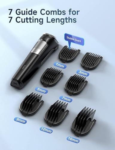 Beard Trimmer Men's Hair Trimmer, All-in-1 Beard Trimmer, Nose Hair Trimmer, Wireless, USB Rechargeable & Waterproof Razor, Electric with 7 Attachment Combs, Ultra Sharp Blade
