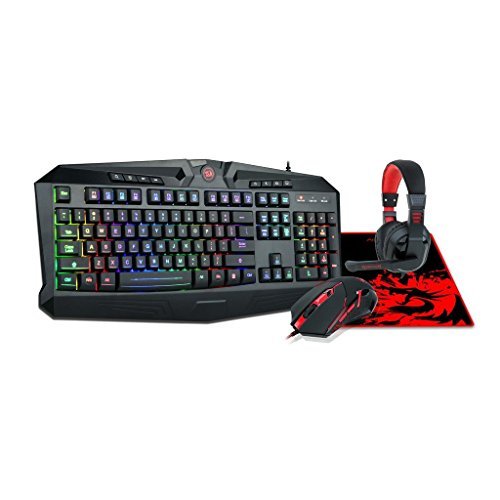 Redragon S101 Wired RGB Backlit Gaming Keyboard and Mouse, Gaming Mouse Pad, Gaming Headset Combo All in 1 PC Gamer…