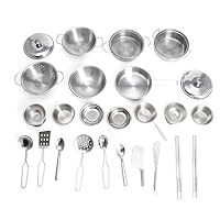 Fmingd 25pcs Stainless Steel Kitchen Cooking Utensils Mini Kitchen Tools Play House
