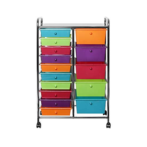 Seville Classics 15-Drawer Organizer Cart, Multicolor (Pearlized)