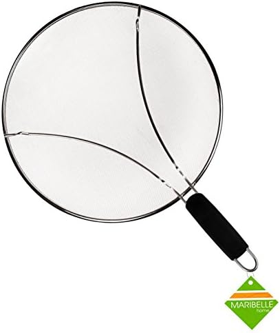 KITCHEN MAGIC: Grease Splatter Guard Screen , 13" Flat Cover Lid , TPR Heat Resist Handle , 99% Splash Protector Mesh , Professional Round All-clad Stainless Steel Griddle