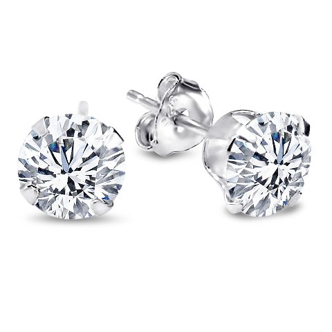 Twist Backing 3.00 Carat Cubic Zirconia Lab Created Earrings in 925 Sterling Silver