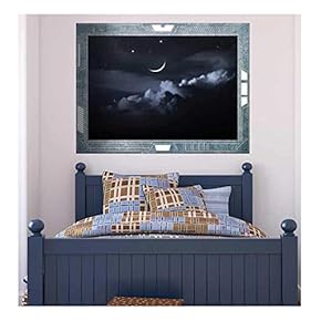 Wall26 - Science Fiction ViewPort - Decal - The Moon Hovering Over a Bed of Clouds - Wall Mural, Removable Sticker, Home Decor - 24x32 inches