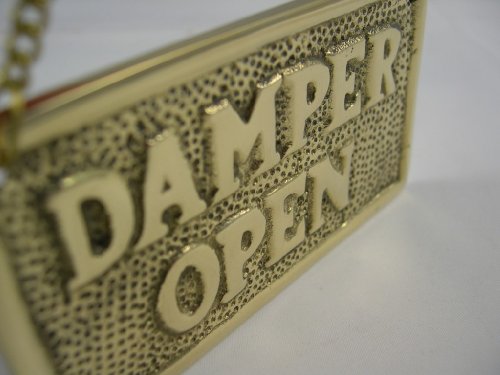 Hanging Solid Brass Fireplace Damper Open Closed Sign