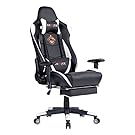 Ficmax Massage Lumbar Support and Retractible Footrest Ergonomic High-back Large Size Office PC Gamer Desk Chair (Black/White)