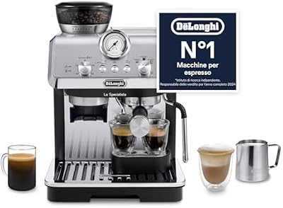 LA SPECIALISTA ARTE EC9155.MB Macchina da caffè Manuale, 3 Ricette Preimpostate, Controllo Attivo della Temperatura, 8 Livelli di Macinazione, Lancia MyLatte Art, incluso KIT BARISTA, Nera
