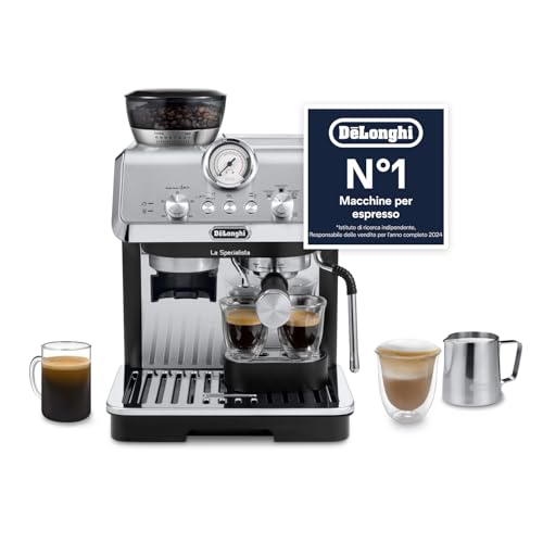 LA SPECIALISTA ARTE EC9155.MB Macchina da caffè Manuale, 3 Ricette Preimpostate, Controllo Attivo della Temperatura, 8 Livelli di Macinazione, Lancia MyLatte Art, incluso KIT BARISTA, Nera