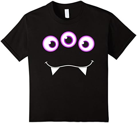 Kids Monster Face Halloween T-Shirt - Cute Monster Costume 6 Black