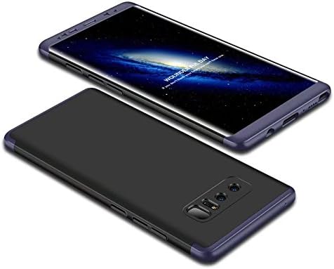 Galaxy Note 8 Case, I VIKKLY 3 in 1 Embed Ultra-Thin Slim Hybrid PC [Hard] Cover 360 Degree Full Protection Matte Case with Full Coverage Screen Protector for Samsung Galaxy Note 8 2017 (Black+Navy)