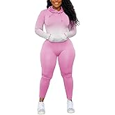 Nimsruc 2 Piece Outfits For Women Sweatsuits Sets Hooded Tracksuit Long Sleeve Pullover Jogger Sweat Pants Set Pink Gradient XL