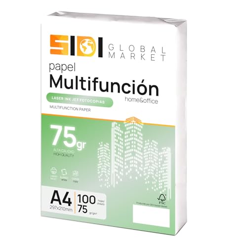A4-Papier, 75 g, Druckerpapier für Schule, Arbeit oder Privatgebrauch, Kopierer- und Mehrzweckpapier, DIN A4-Papier extra weiß – SIDI (100 h, 75 g)