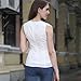 Aokin Ladies Scoop Neck Sleeveless Lace Shirt Blouse Top (M, White)