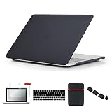 Se7enline MacBook Pro Case 2016/2017/2018/2019 Plastic Hard Cover for MacBook Pro 13 inch A1706/A1708 /A1989/A2159 with/without Touch Bar with Sleeve, Keyboard Cover, Screen Protector,Dust Plug, Black