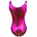 iEFiEL Womens Metallic One Piece Bodysuit Swim Leotard Dance Blouse Top Rose One Size