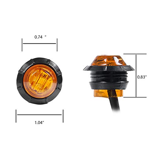 10x Tail Trailer 3/4 Amber LED Light Mini Marker Light Grommet Smoked Lens Universal for 12V Towing Vehicles, Trucks, Trailers, Vans, Pick Up etc
