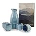 Happy Sales HSSS-BLU03, 5 piece Ceramic Sake set - Grey Blue