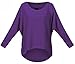 UGET Women's Oversized Baggy Tops Off Shoulder Loose Fitting Pullover Casual Blouse T-Shirt Sweater Long Batwing Sleeve X-Large Purple