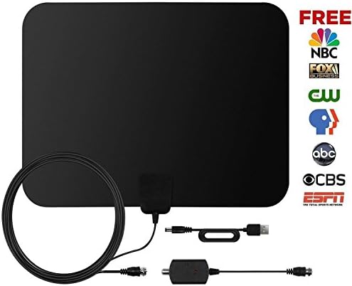TV Antenna,50 Mile Digital HDTV Antenna Amplified Indoor HD Antenna with Detachable Amplifier and 13.2 FT Coaxial Cable ( Black)