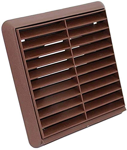 Brown Fixed Louvered Wall Vent Grille 100mm / 4" Spigot External Exterior Ducting Air Round Flyscreen