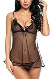 Avidlove Women Transparent Chemises Sexy Lingerie Sheer Babydoll Mini Teddy