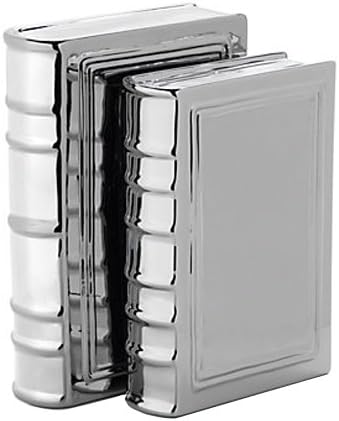 Galt International Silver Ceramic Book Table Top Decoration Small